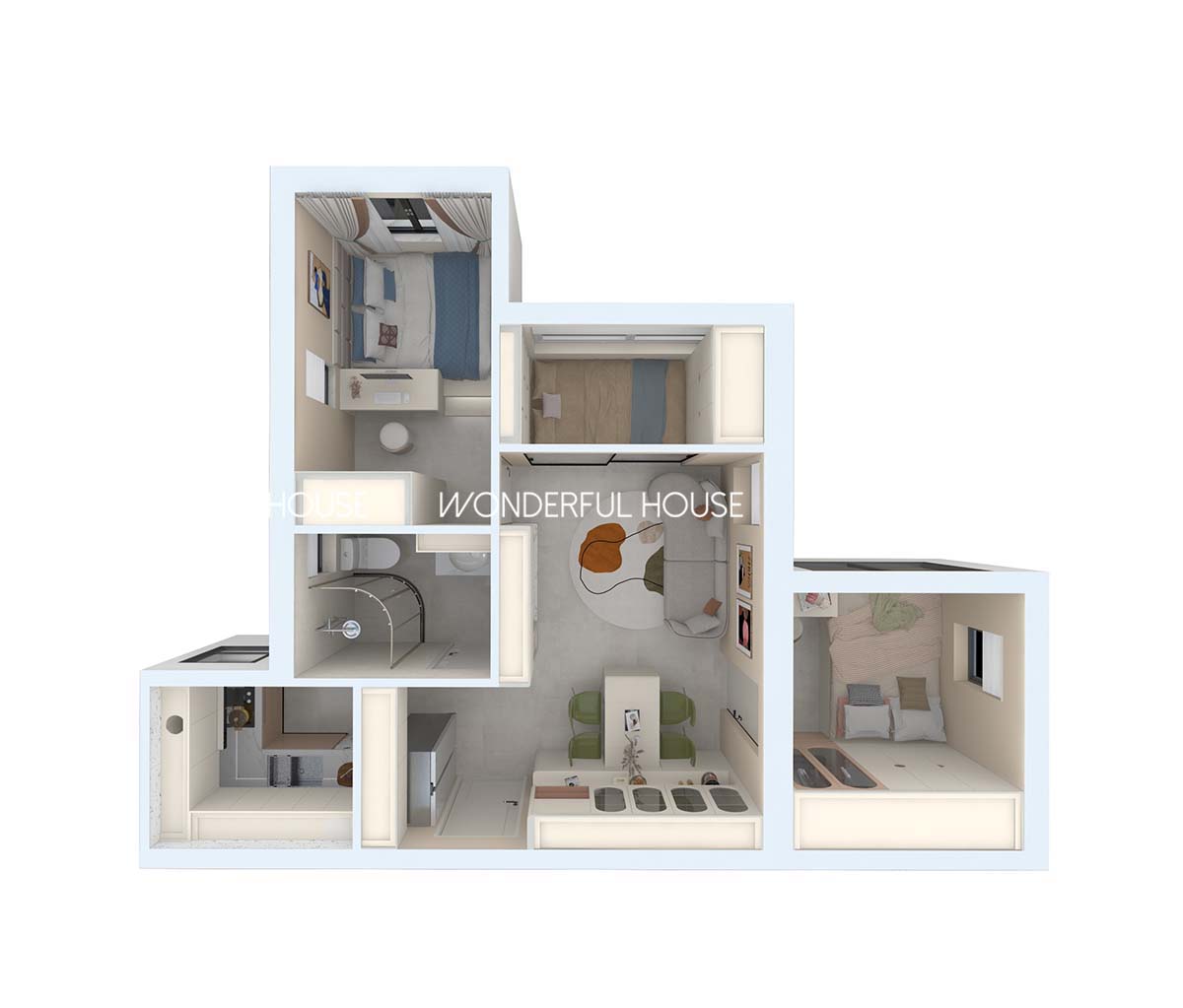 愉德苑居屋三房一廳/一廚/一衛奶油风裝修