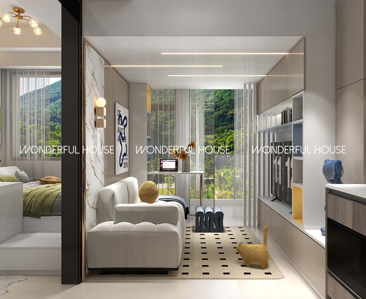 私楼The YOHO Hub兩房一廳\一廚\一衛現代風裝修案例