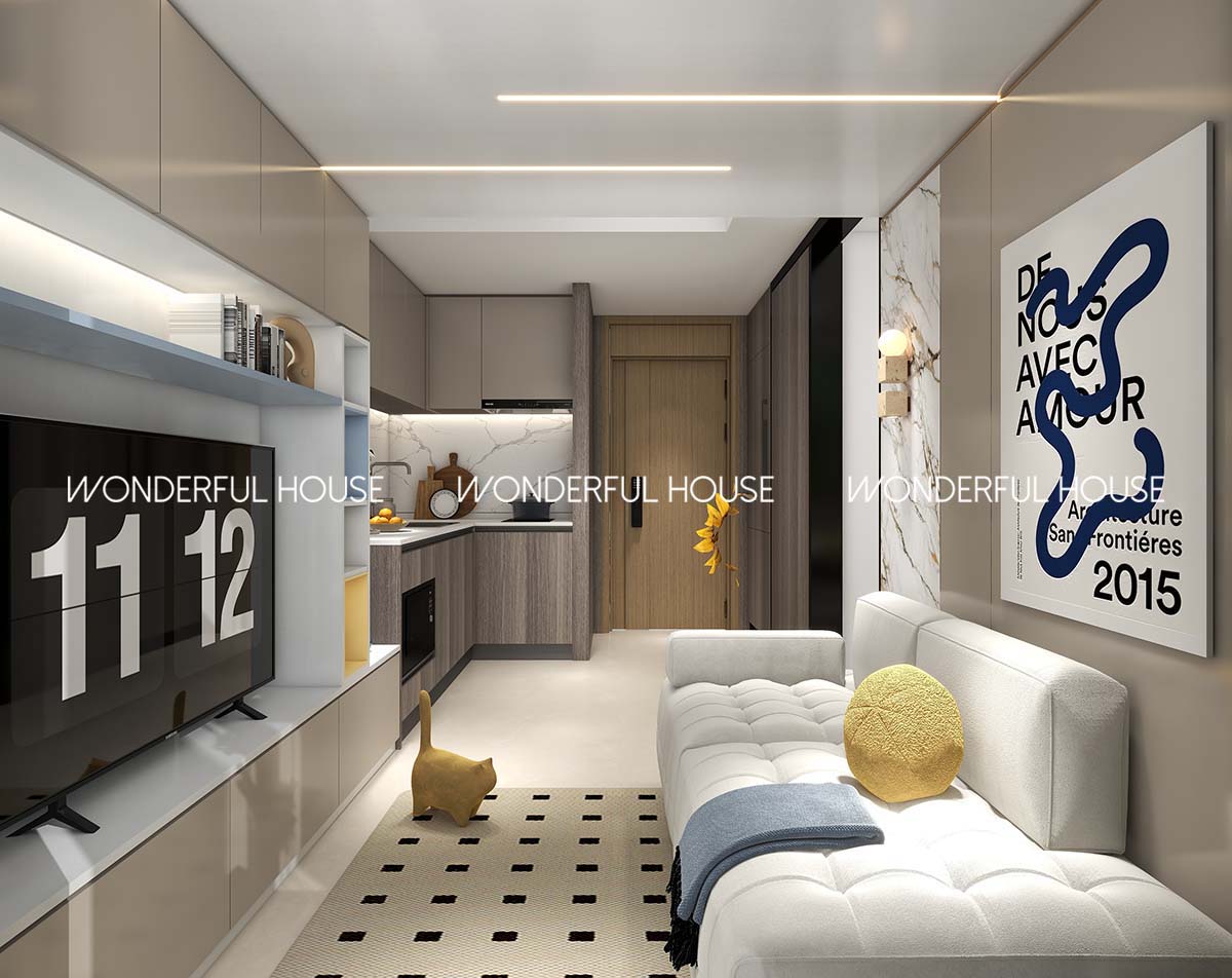 私楼The YOHO Hub兩房一廳\一廚\一衛現代風裝修案例