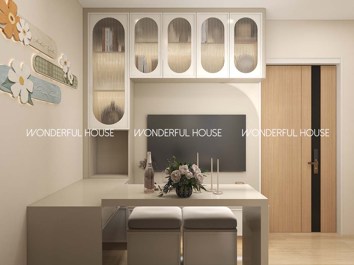 富碟村 公屋两房一廳一廚一衛奶油風裝修案例