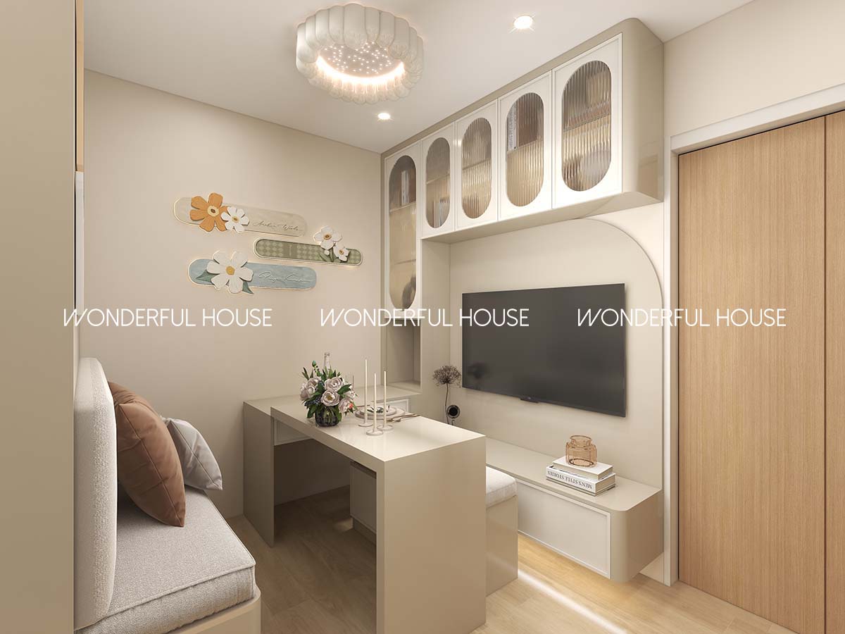 富碟村 公屋两房一廳一廚一衛奶油風裝修案例