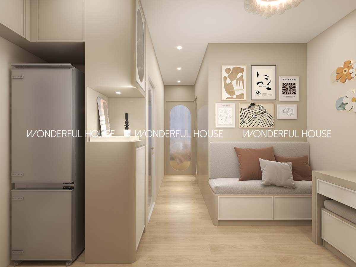 富碟村 公屋两房一廳一廚一衛奶油風裝修案例