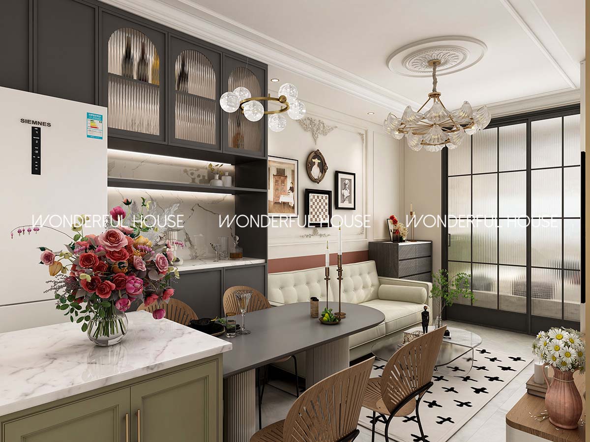 青富苑 綠置居隔两房\一廚\一衛復古法式風格装修案例