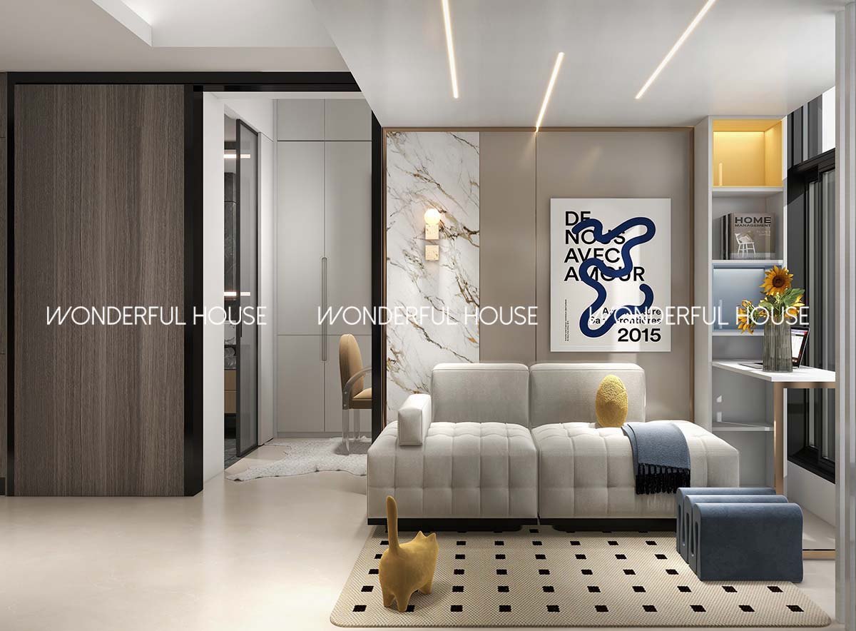 私楼The YOHO Hub兩房一廳\一廚\一衛現代風裝修案例