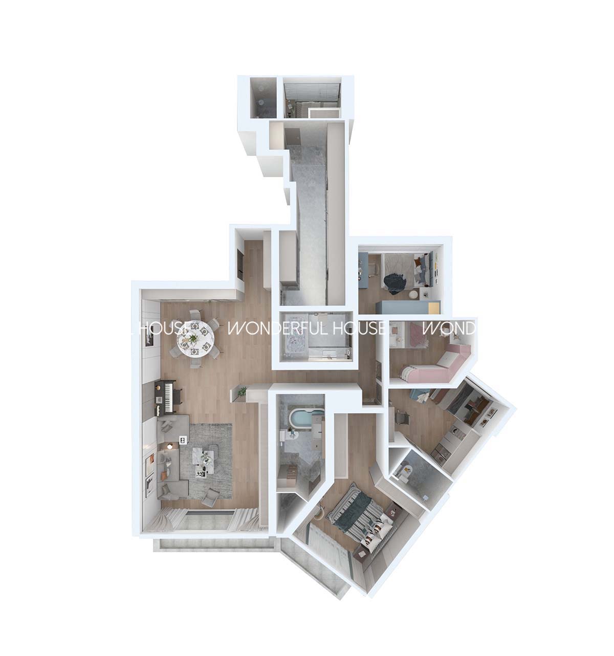 澳門壹號湖畔五房一廳\一廚\四衛现代风裝修案例