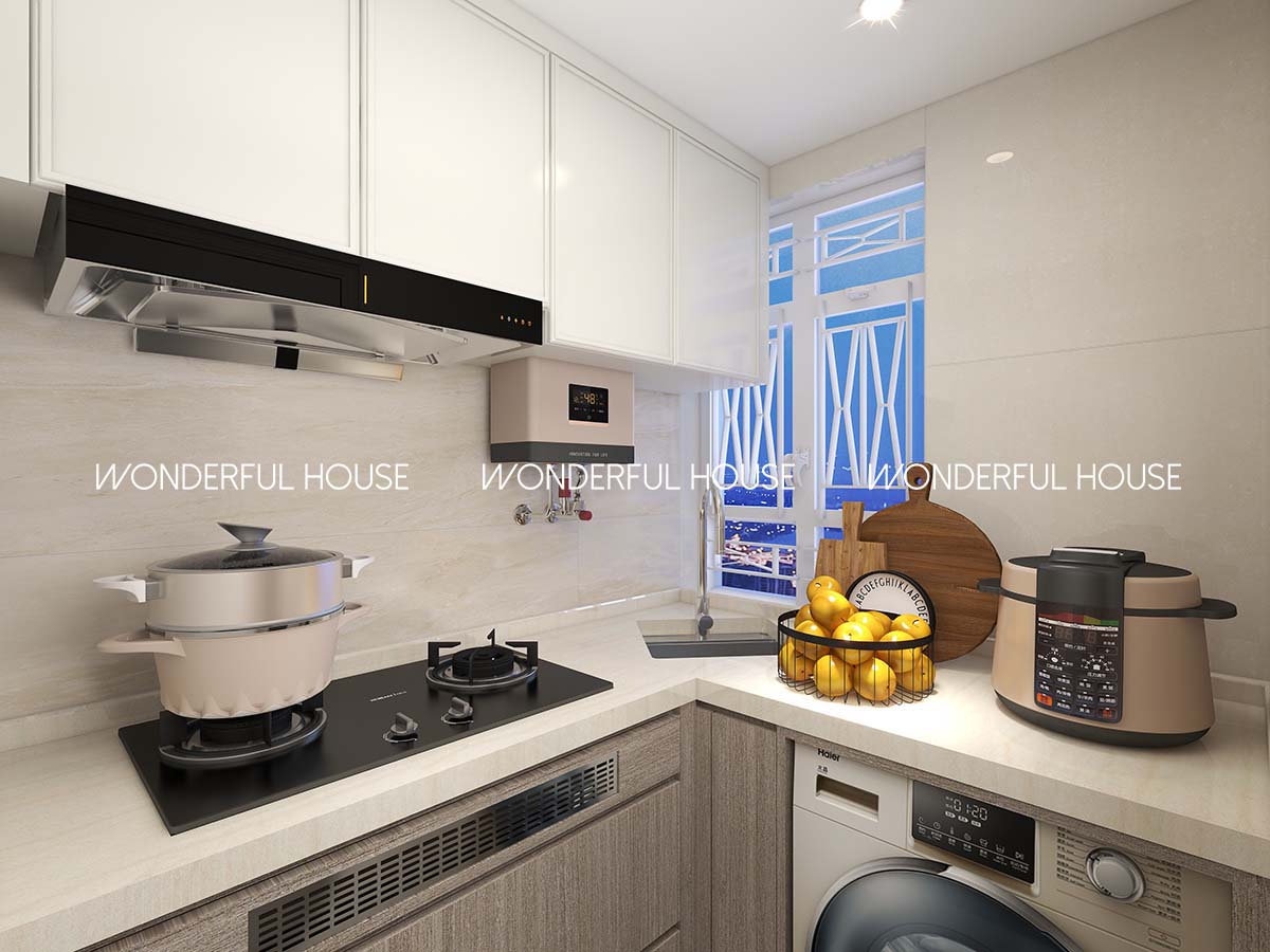 富碟村 公屋两房一廳一廚一衛奶油風裝修案例