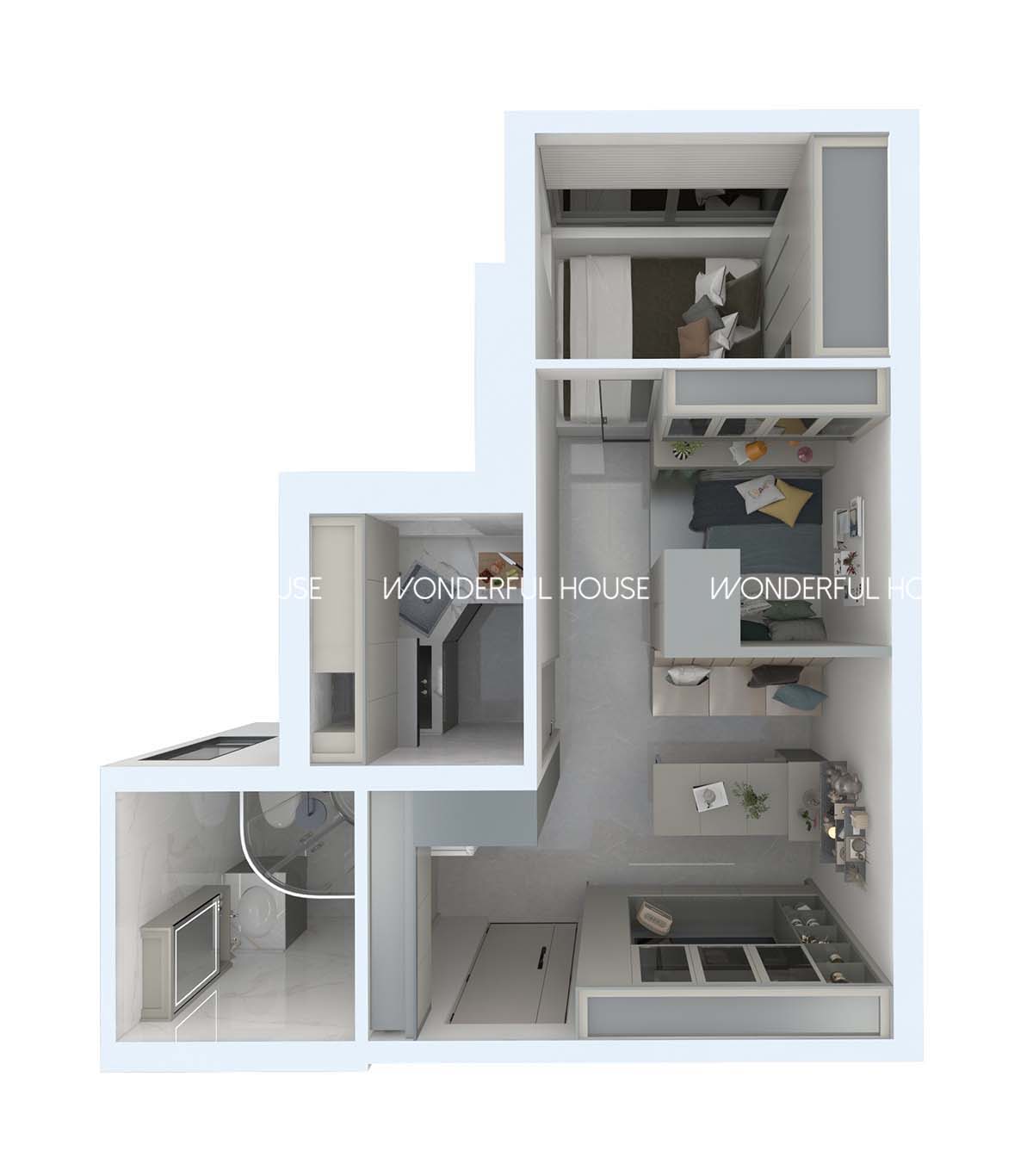 青富苑 綠置居隔两房\一廚\一衛简约風格裝修案例