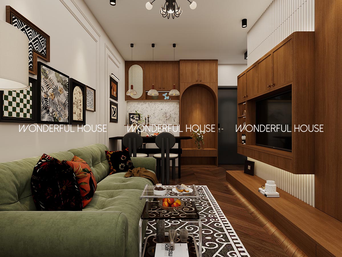 3-4人單位 一廳/兩房/一厨/一衛復古風設計案例